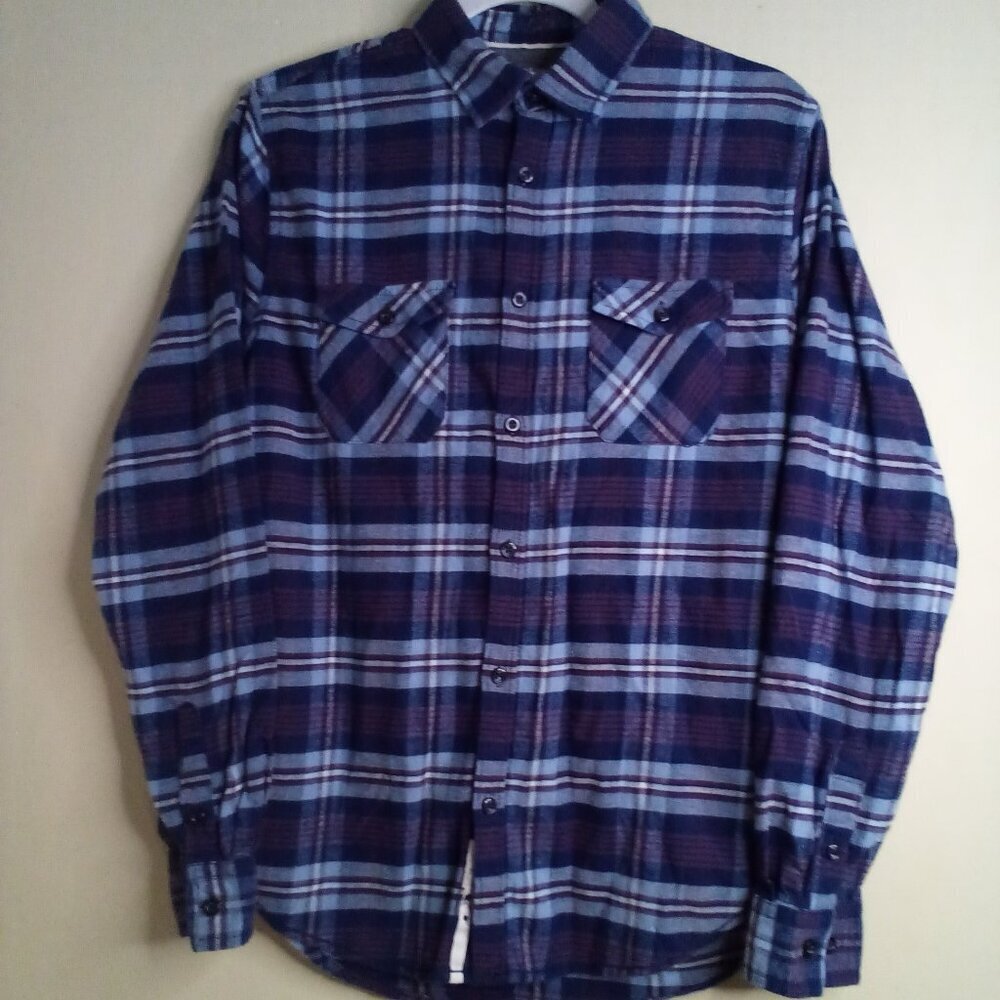 Paper Denim & Cloth Shirt Men M Stretch Flannel Slim Fit Button Up Plaid
